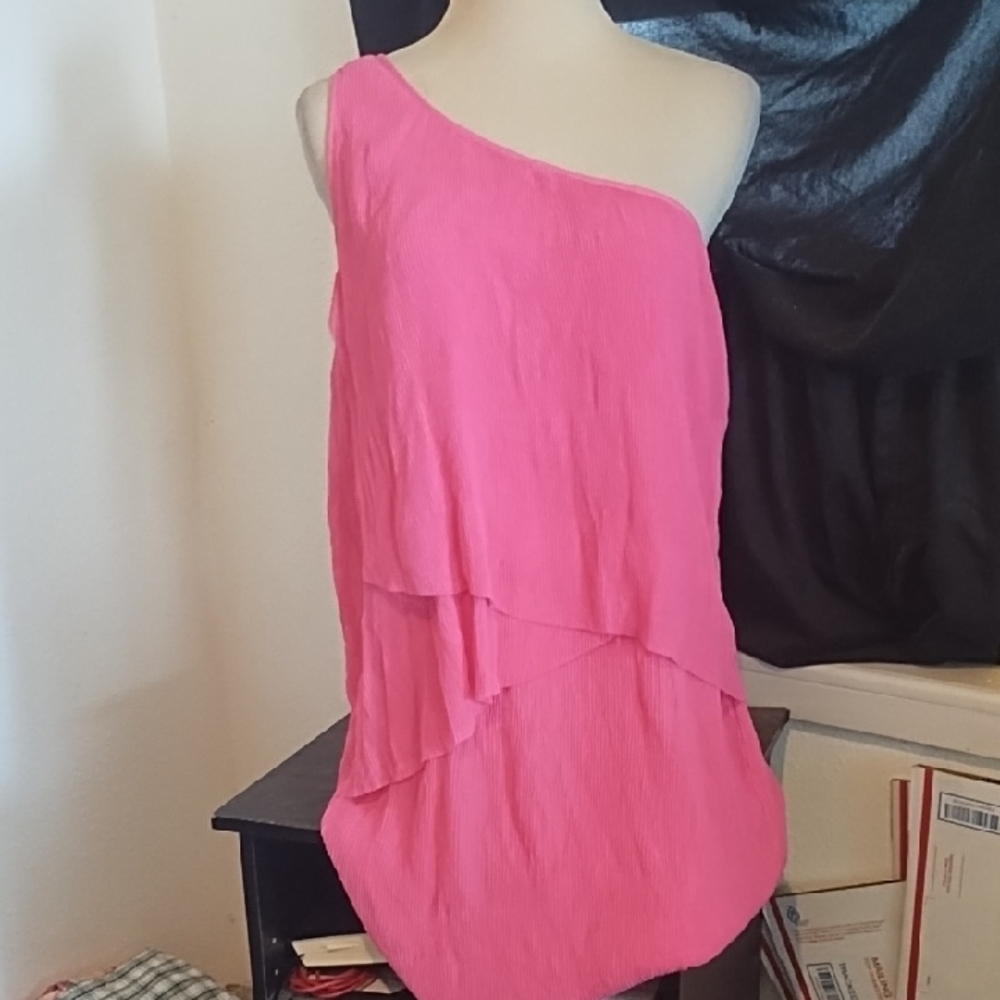 Michael Kors Pink One-Shoulder Layered Dress
